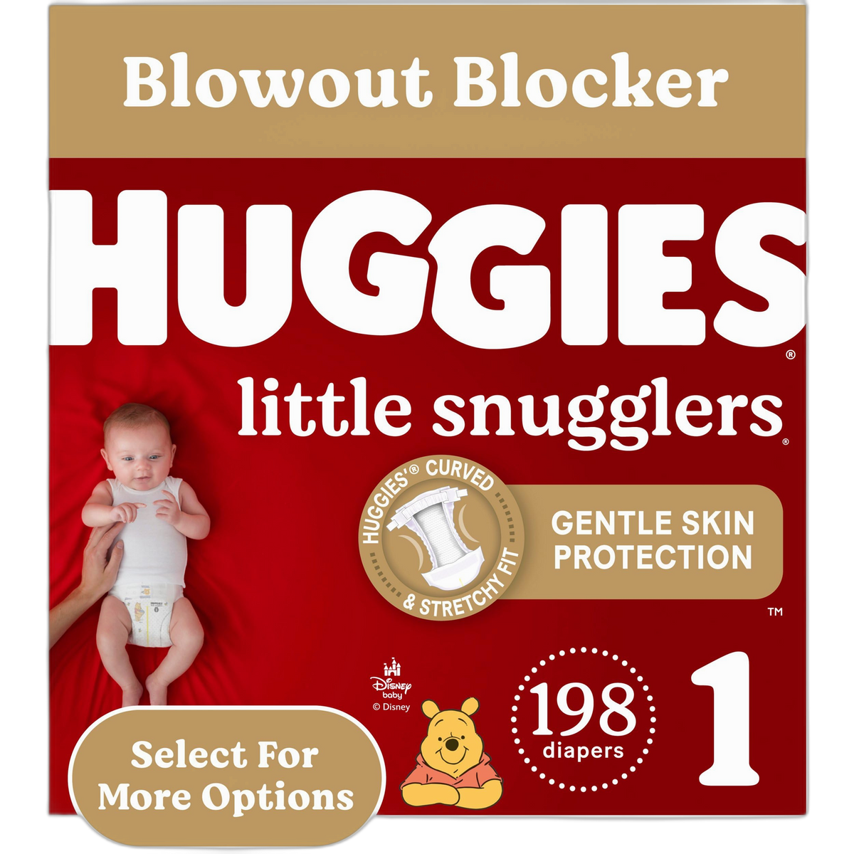 Baby Diapers Size 1 (8-14 lbs), 198ct, Huggies Little Snugglers Newborn Diapers