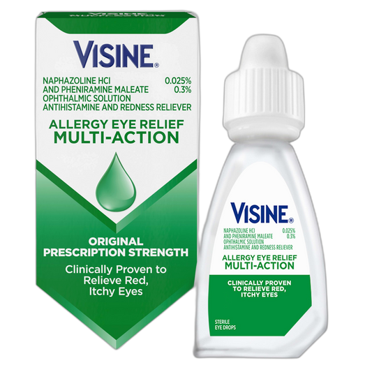 Visine Allergy Eye Relief Multi-Action Antihistamine & Redness Reliever Eye Drops with Pheniramine Maleate & Naphazoline HCl, Allergy Eye Drop Treatment for Red, Itchy Eyes, 0.5 fl. oz