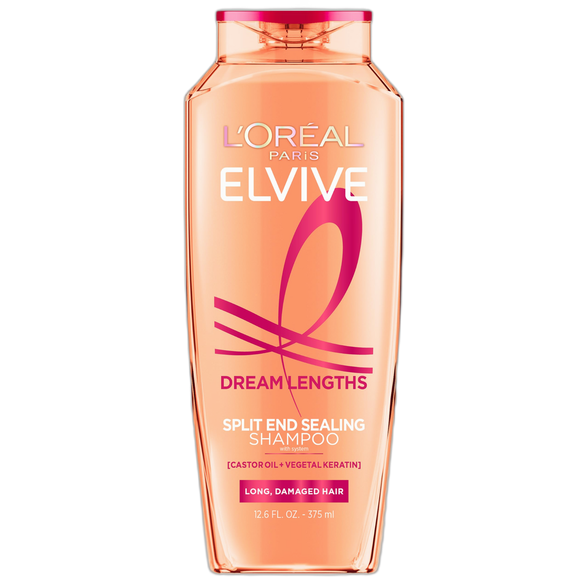 L'Oreal Paris Elvive Dream Lengths Restoring Shampoo with Fine Castor Oil and Vitamins B3 and B5 for Long, Damaged Hair, Visibly Repairs Damage Without Weighdown With System, 12.6 Fl; Oz