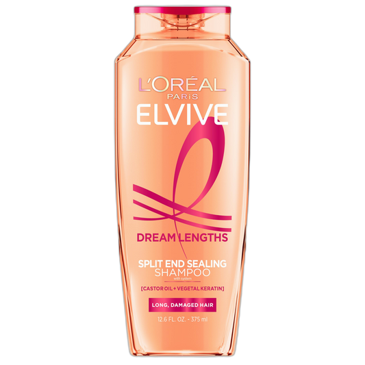 L'Oreal Paris Elvive Dream Lengths Restoring Shampoo with Fine Castor Oil and Vitamins B3 and B5 for Long, Damaged Hair, Visibly Repairs Damage Without Weighdown With System, 12.6 Fl; Oz