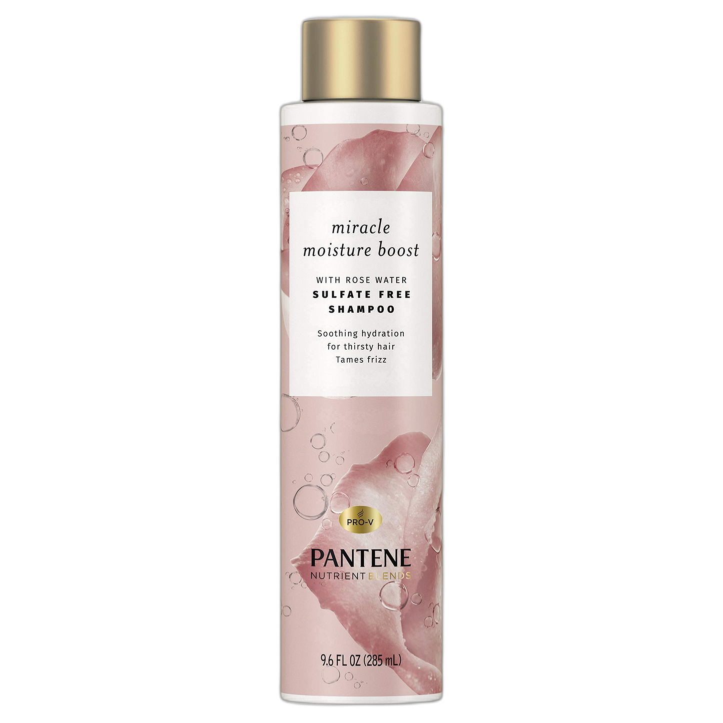 Pantene Nutrient Blends Miracle Moisture Boost Rose Water Shampoo for Dry Hair, Sulfate Free, Floral, 9.6 Fl Oz