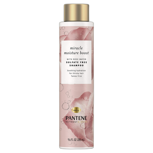 Pantene Nutrient Blends Miracle Moisture Boost Rose Water Shampoo for Dry Hair, Sulfate Free, Floral, 9.6 Fl Oz