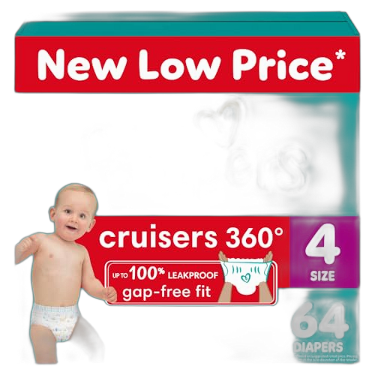 Pampers Diapers - Cruisers 360 - Size 4, 64 Count, Babyproof up to 100% Leakproof Pull-On Diaper