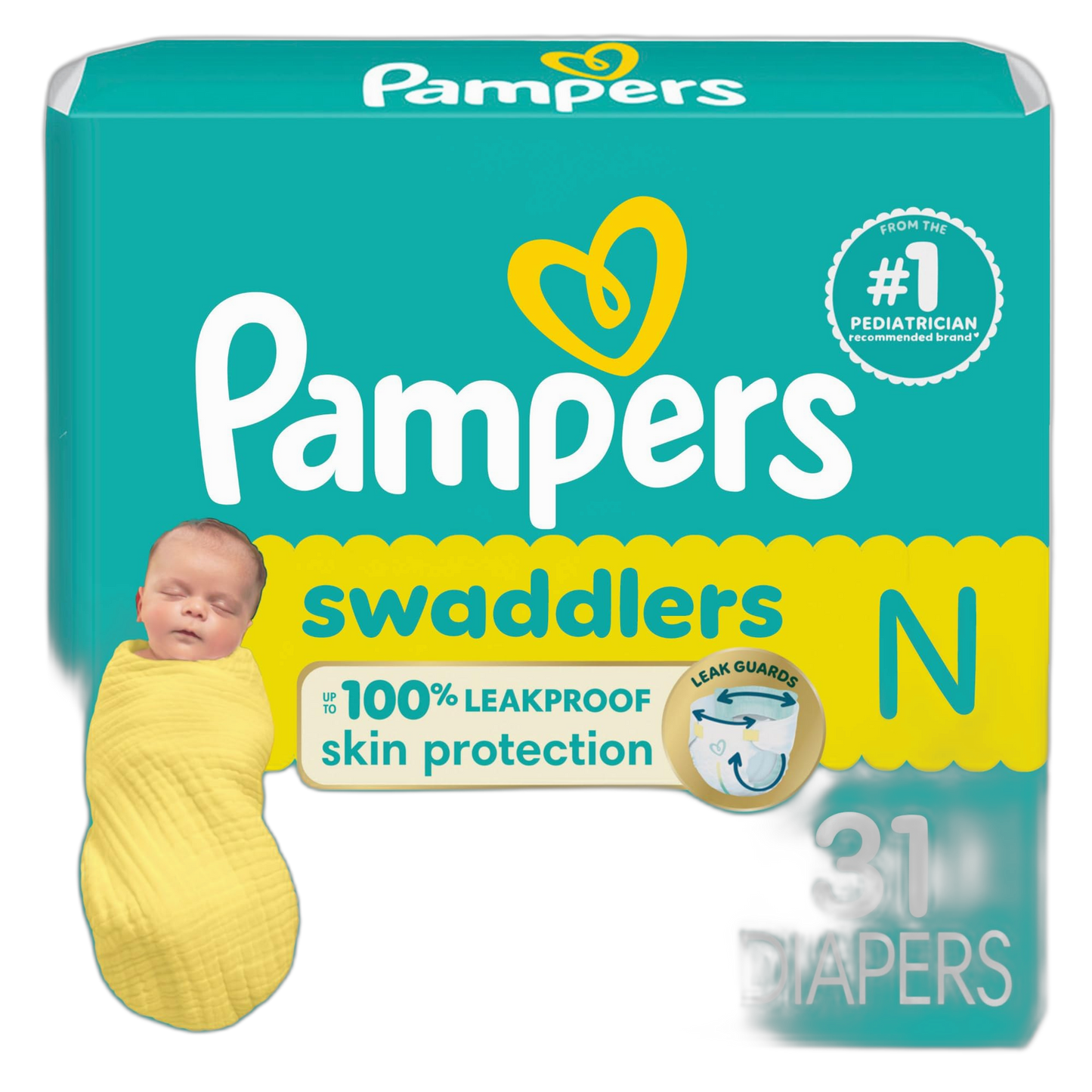 Pampers Baby Diapers - Swaddlers - Size 0, 31 Count, Ultra Absorbent Disposable Newborn Diaper