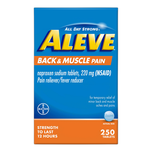 Aleve Back & Muscle Pain Relief Naproxen Sodium Tablets, Pain Reliever & Fever Reducer, Medicine for Body , 250 Count