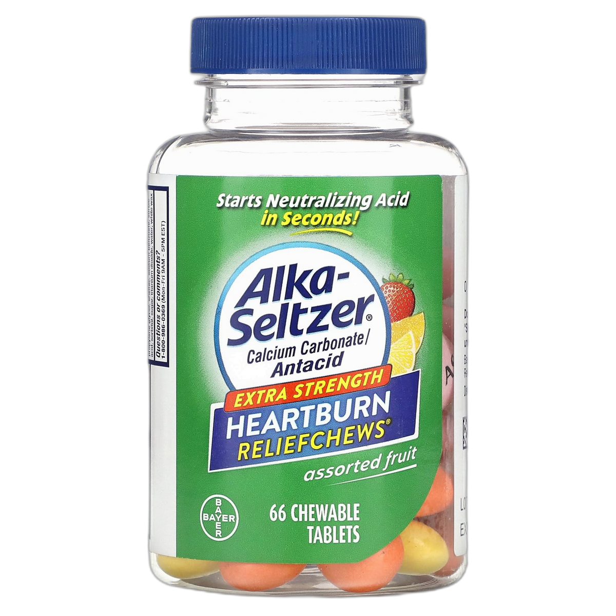 Alka-Seltzer Extra Strength Heartburn ReliefChews - Relief of Heartburn, Acid Indigestion and Sour Stomach - Assorted Lemon, Orange Strawberry Flavors - 66 Count