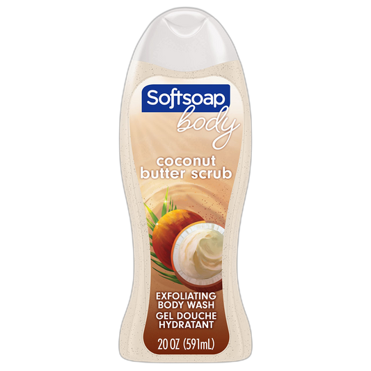 Softsoap Body Wash Exfoliating Scrub, Coconut Butter Scent, 20 oz Bottle