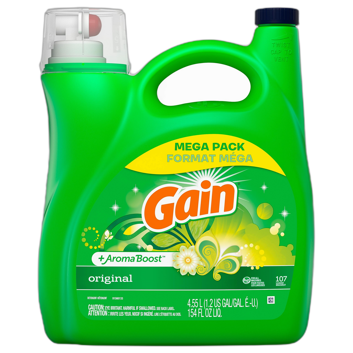Gain Liquid Laundry Detergent, Original Scent, 154 oz Bottle