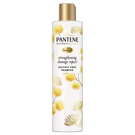Pantene Sulfate Free Shampoo, Hair Strengthening Anti Frizz Damage Repair Shampoo with Castor Oil, Safe for Color Treated Hair, Nutrient Blends, 9.6 oz