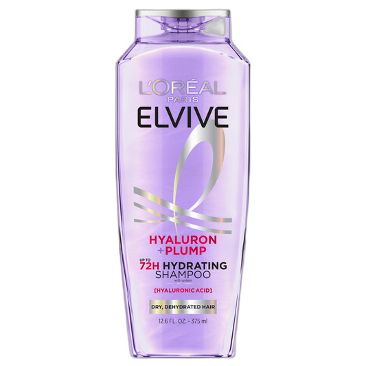 L'Oreal Paris Elvive Hyaluron Plump Hydrating Shampoo for Dehydrated, Dry Hair Infused with Hyaluronic Acid Care Complex, Paraben-Free, 12.6 Fl Oz