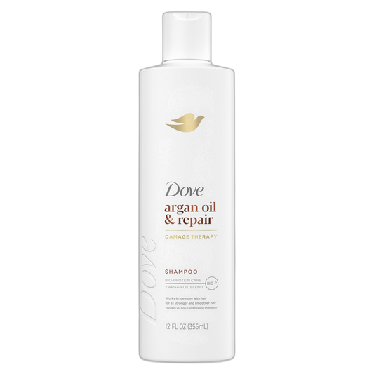 Dove Shampoo Argan Oil & Repair for Fine Hair with Bio-Protein Care Technology and Argan Oil Blend 12 Fl Oz