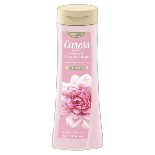 Caress Body Wash With Silk Extract For Noticeably Silky, Soft Skin Daily Silk Body Soap With White Peach & Orange Blossom 20 fl oz