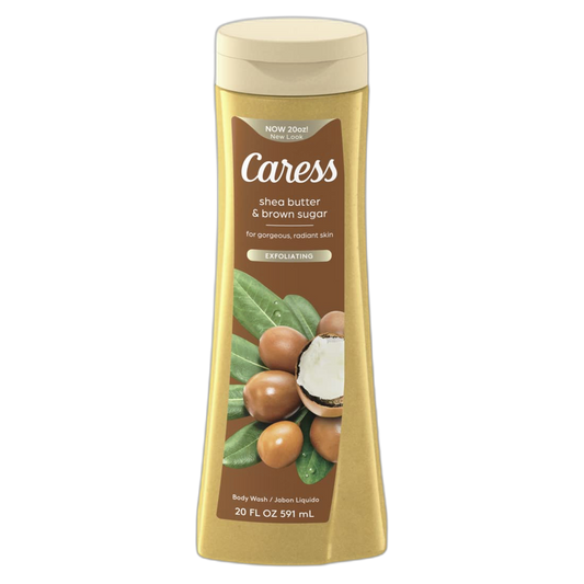Caress Body Wash For Gorgeous, Radiant Skin Shea Butter & Brown Sugar Hydrating and Exfoliating Body Wash 20 fl oz