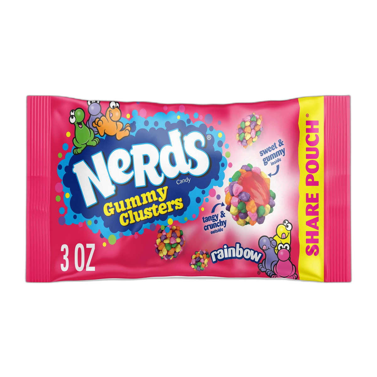 NERDS Gummy Clusters, Candy, Rainbow, Crunchy and Gummy, 3 oz