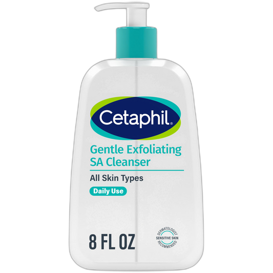 Cetaphil Gentle Exfoliating SA Cleanser, Foaming Gel Cleanser for All Skin Types, 8 Oz Pump Bottle, Salicylic Acid, Mandelic Acid & Gluconolactone, Gently Exfoliates, Dermatologist Recommended Brand