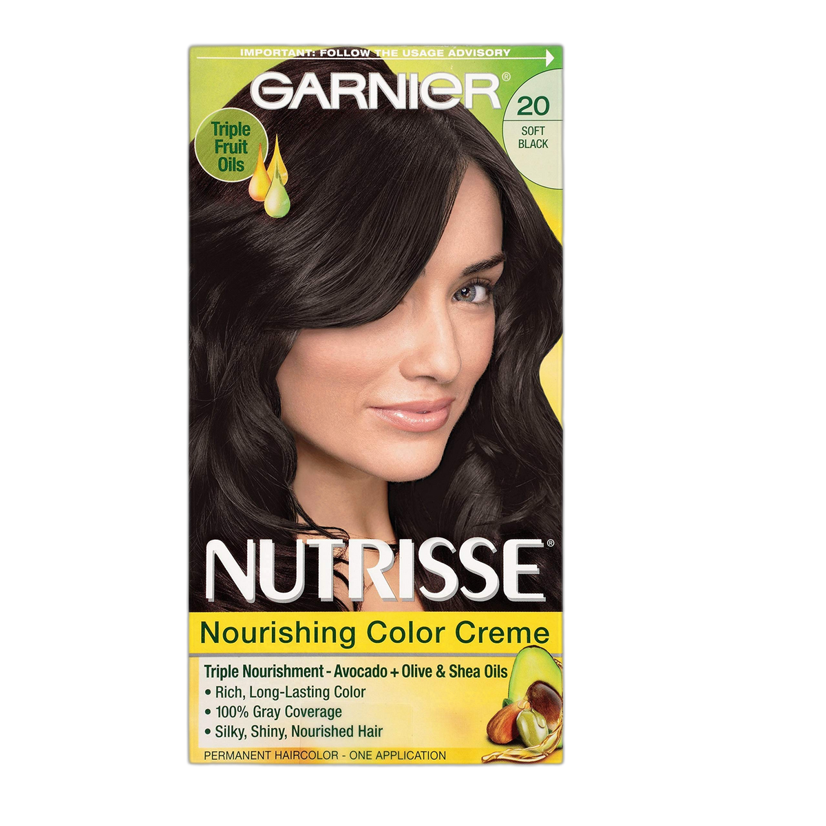 Garnier Nutrisse Nourishing Hair Color Creme, 20 Soft Black (Black Tea) (Packaging May Vary)