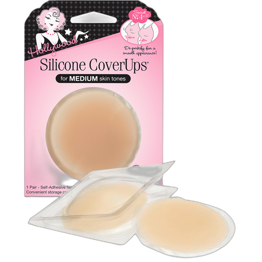 Hollywood Fashion Secrets Silicone Coverups, Hypoallergenic, Reusable, Washable, Gentle on Skin, Ultra Thin, Self Adhesive, Medium Shade, 1 Pack