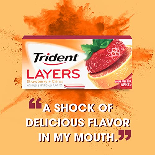 Trident Layers Strawberry & Citrus Sugar Free Gum, 12 Packs of 14 Pieces