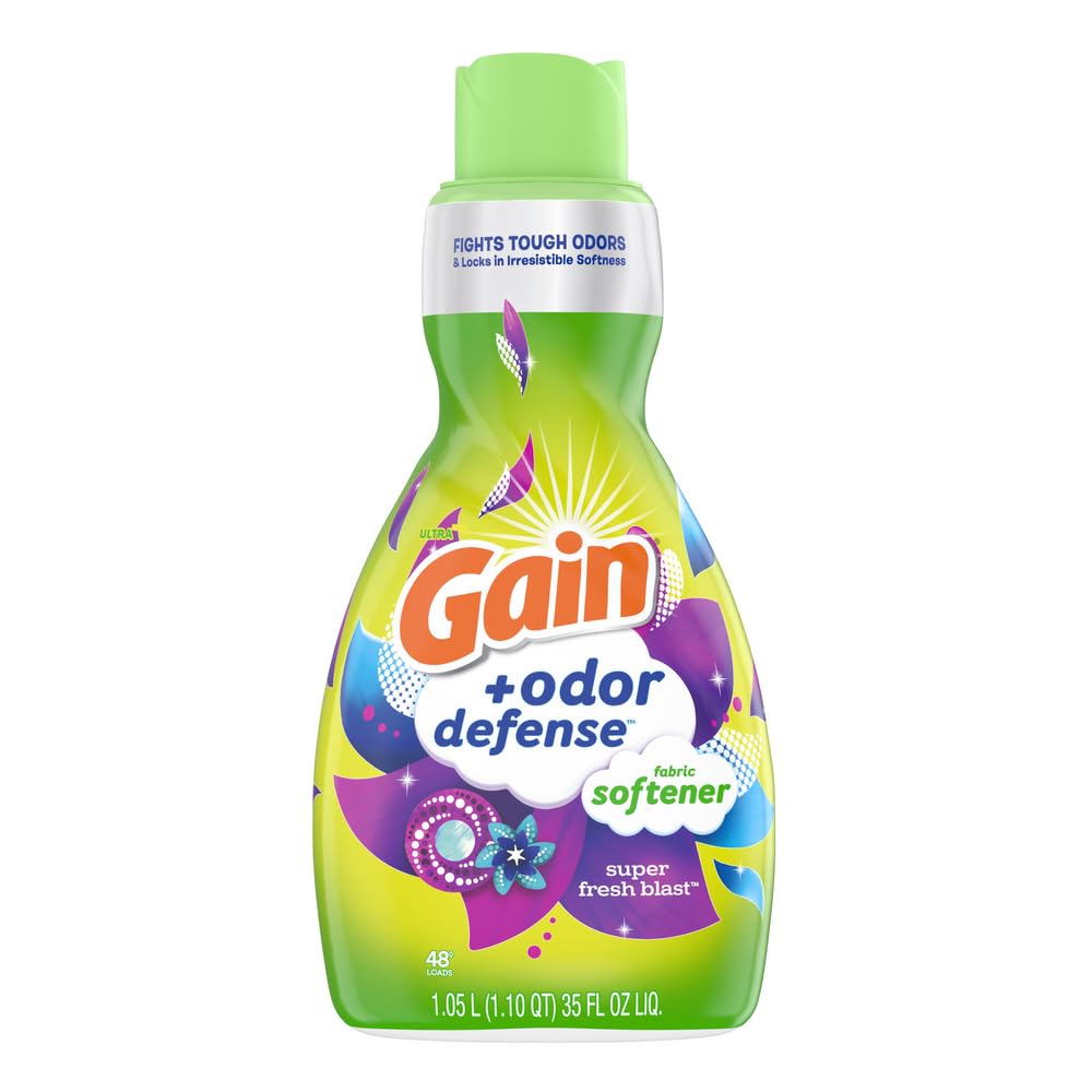 Gain + Odor Defense Liquid Fabric Softener, Super Fresh Blast Scent, 48 Loads (4 Pack)