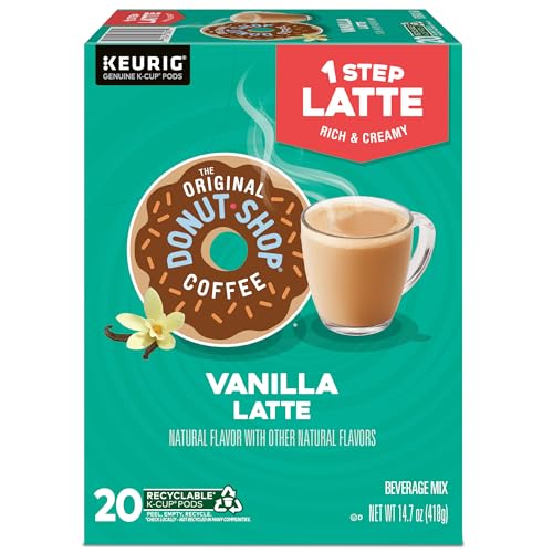 The Original Donut Shop Vanilla Latte, Single-Serve Keurig K-Cup Pods, Flavored Coffee, 20 Count