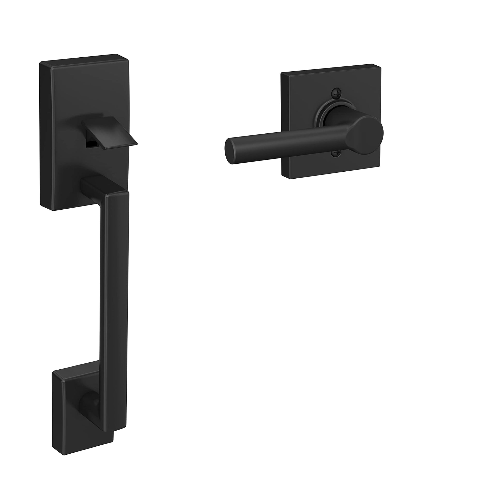 Schlage FE285 CEN 622 BRW COL Century Front Entry Handle and Broadway Lever Lower Half Grip, Collins Interior Trim, Matte Black