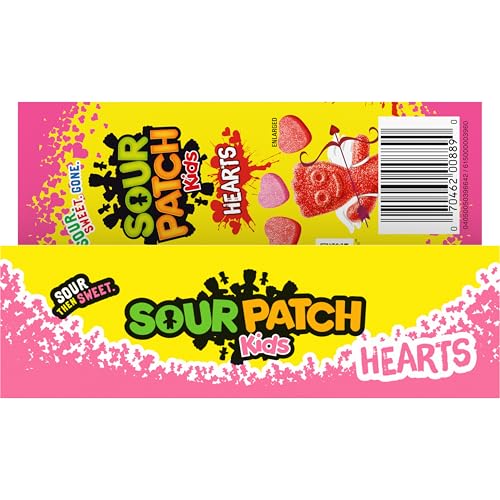 SOUR PATCH KIDS Soft & Chewy Valentines Day Candy Hearts, Bulk Candy, 12 - 3.1 oz Boxes