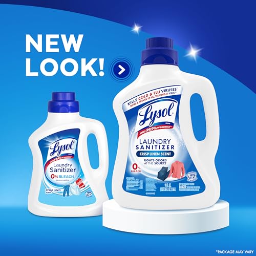 Lysol Laundry Sanitizer Additive, Bacteria-Causing Laundry Odor Eliminator, Detergent Additive, Crisp Linen, 90oz
