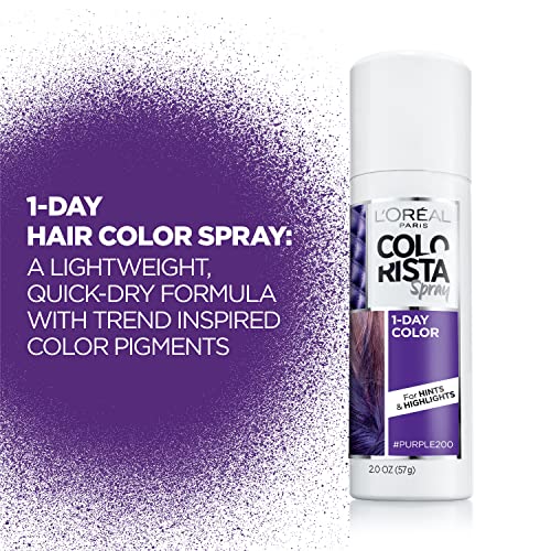 L'Oreal Paris Colorista 1-Day Washable Temporary Hair Color Spray, Purple, 2 Ounces