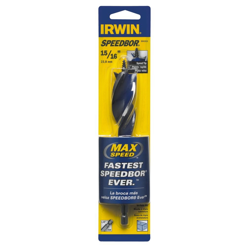 IRWIN SPEEDBOR Tri Flute Wood Drill Bit 15/16"(3041018), Black