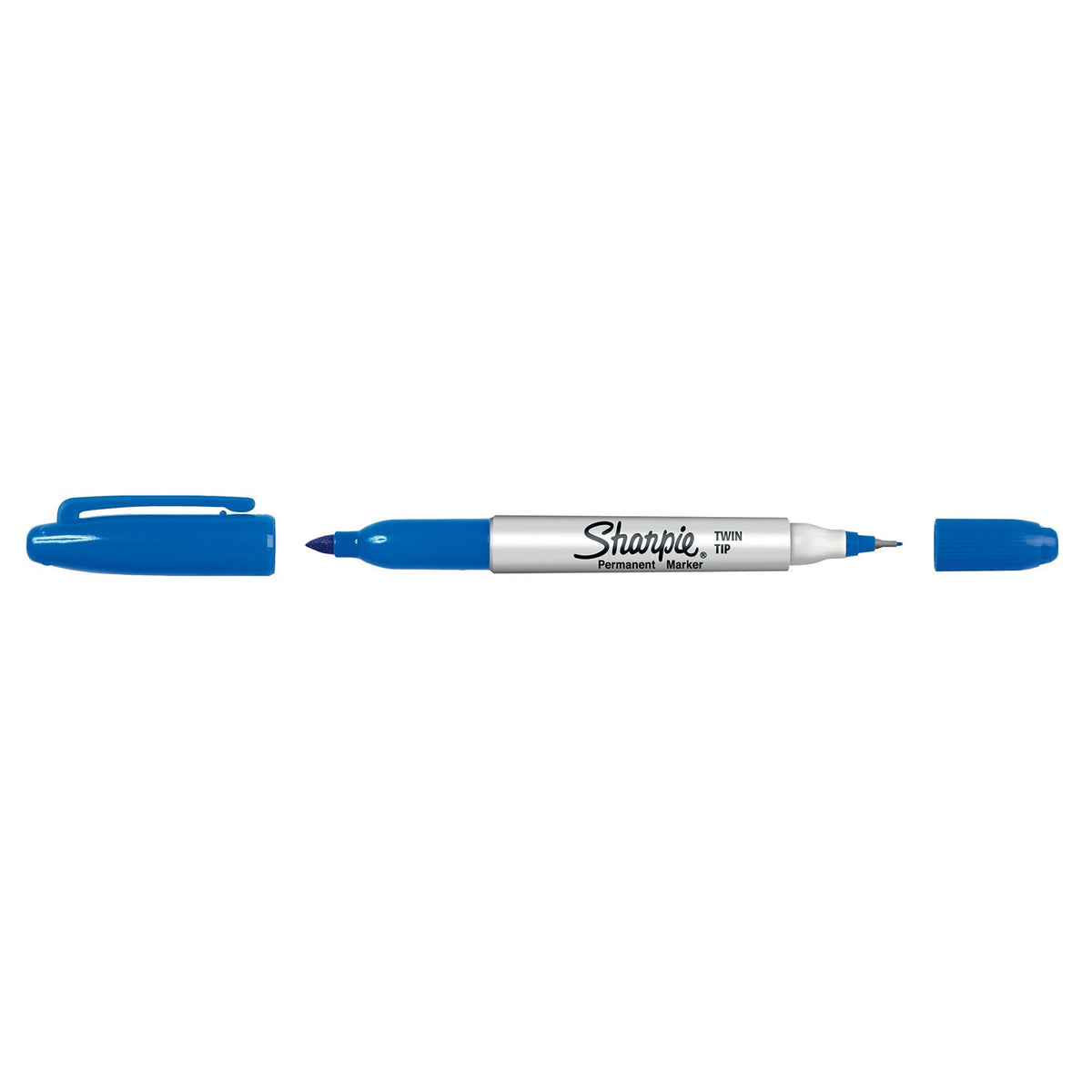 Sharpie Twin Tip Permanent Markers | Fine & Ultra-Fine Points | Blue | 12 Count