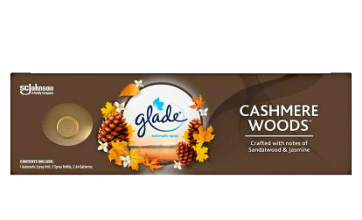 Glade Automatic Spray Air Freshener 1 Holder + 3 Refills - Cashmere Woods