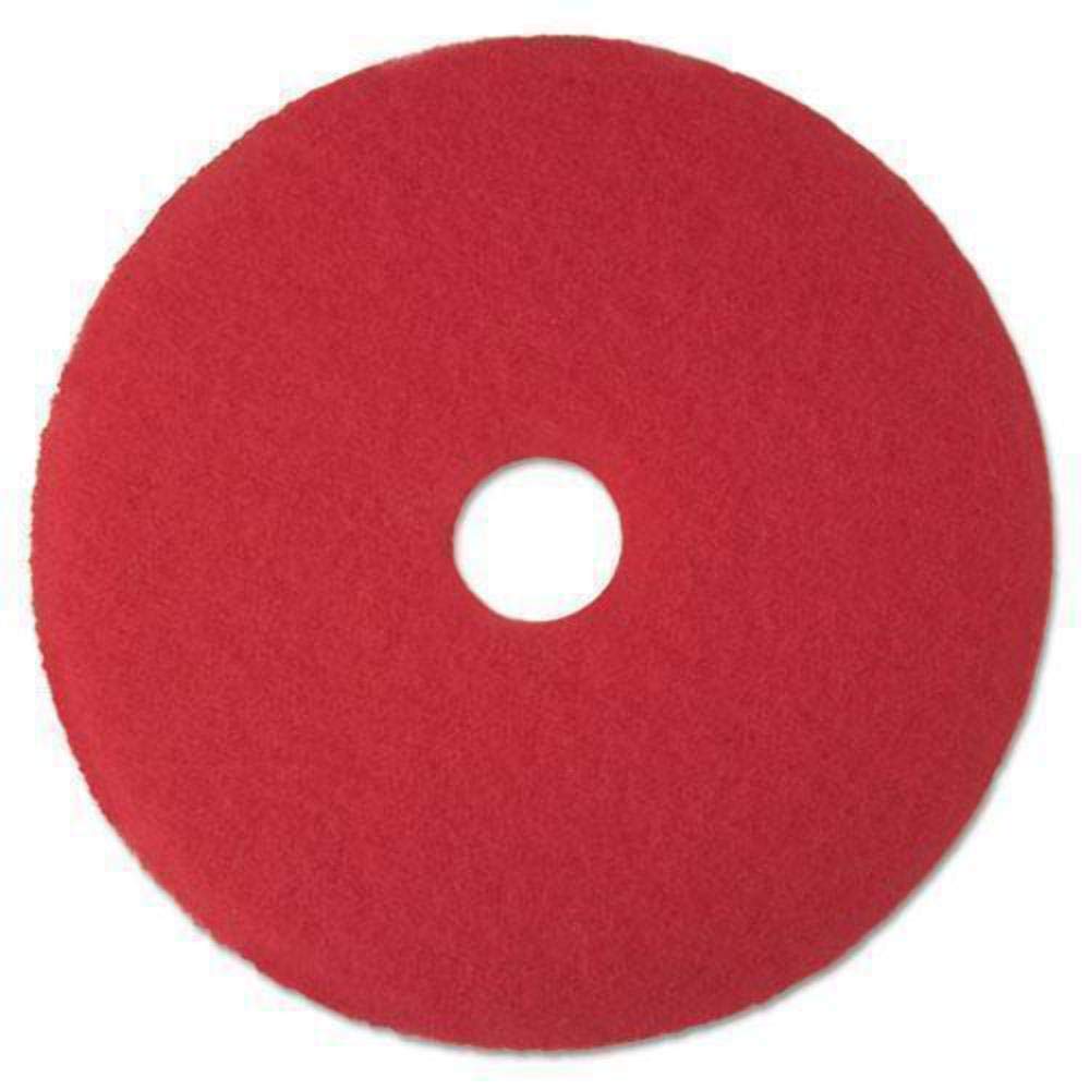 3M 08391 Low-Speed Buffer Floor Pads 5100, 16-Inch Diameter, Red, 5/Carton