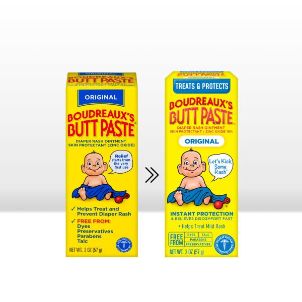 BOUDREAUX'S Butt Paste, Diaper Rash Ointment, Tube 4 Oz, 2 Count
