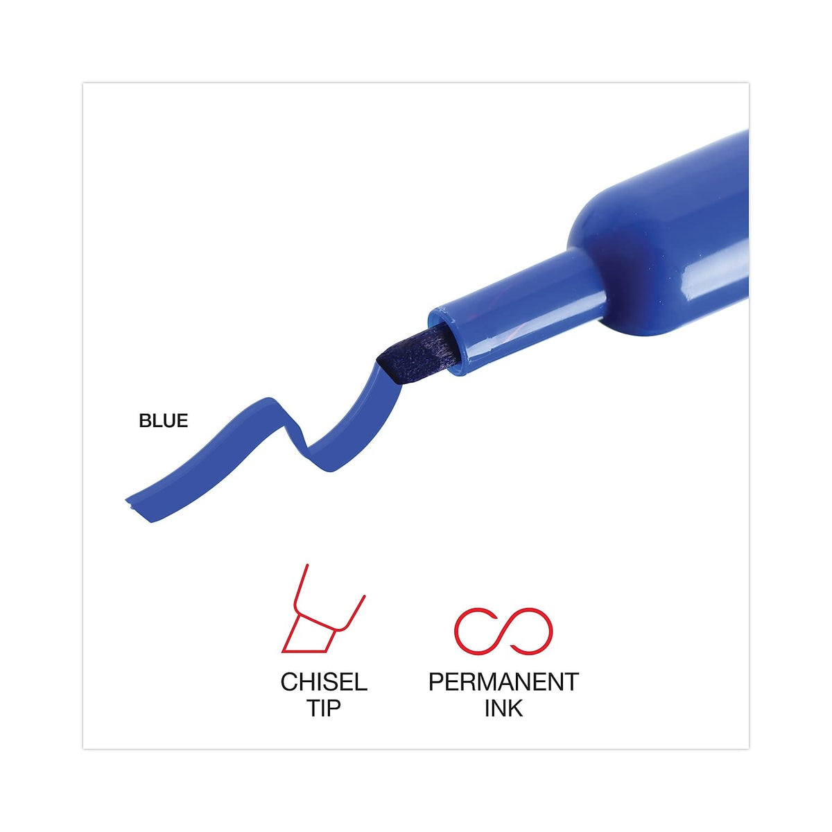 Universal Chisel Tip Permanent Marker, Broad Chisel Tip, Blue, Dozen