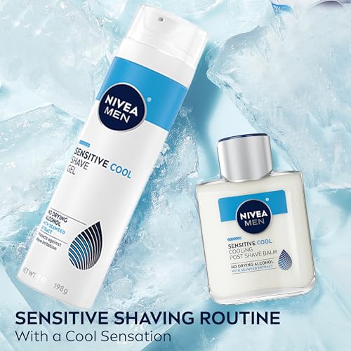 NIVEA MEN Sensitive Cool Shave Gel with Seaweed and Chamomile Extracts, Alcohol Free Shaving Gel for Men Protects and Provides Cool Sensation, 3 Pack of 7 Oz Cans