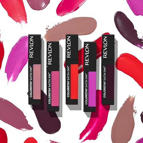 REVLON ColorStay Satin Ink Crown Jewels Liquid Lipstick, Longlasting & Waterproof Lipcolor, Moisturizing Creamy Formula Infused with Black Currant Seed Oil, 031 Pink Duchess, 0.17 fl oz.