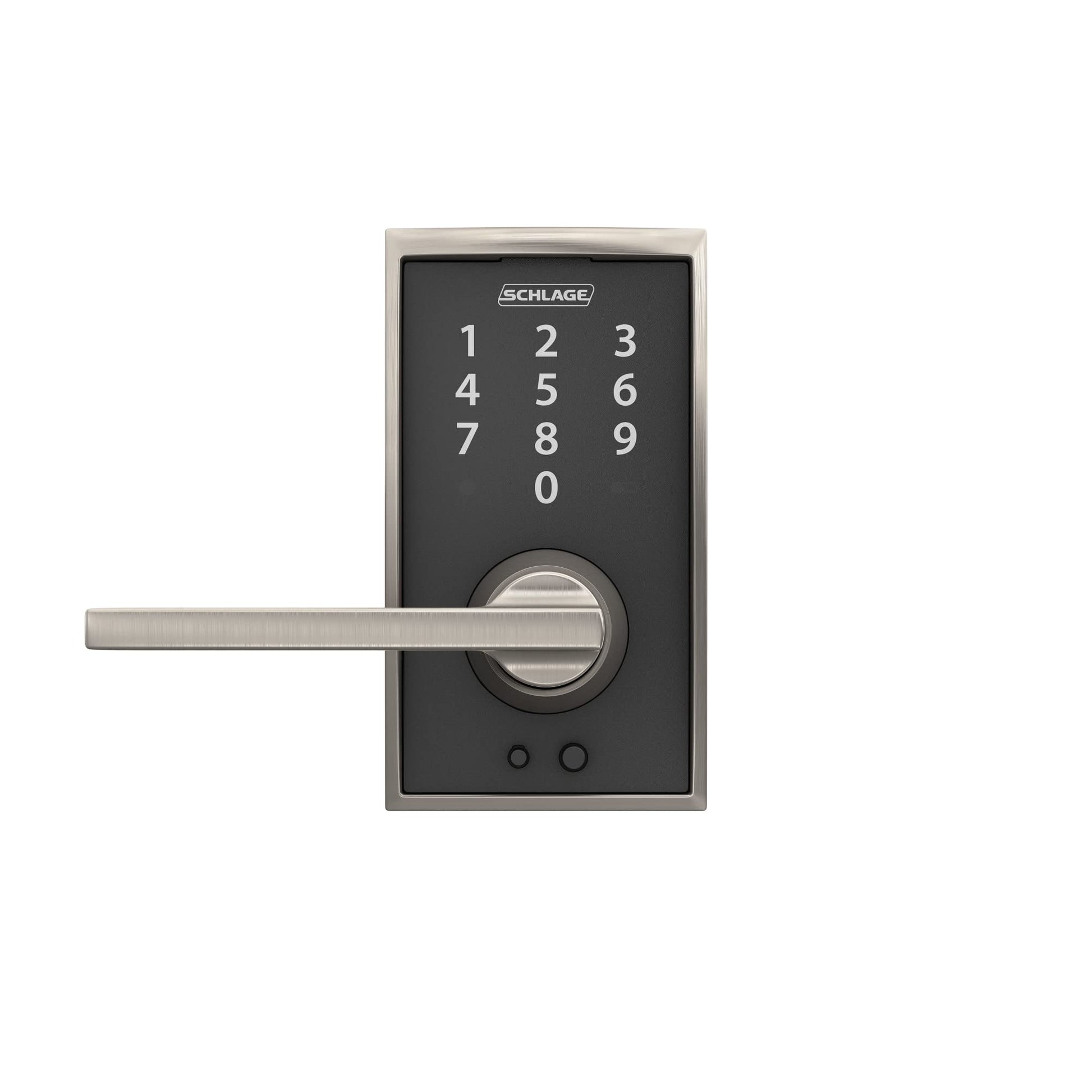 Schlage FE695 CEN 619 LAT Touch Century Lock with Latitude Lever, Electronic Keyless Entry Lock, Satin Nickel