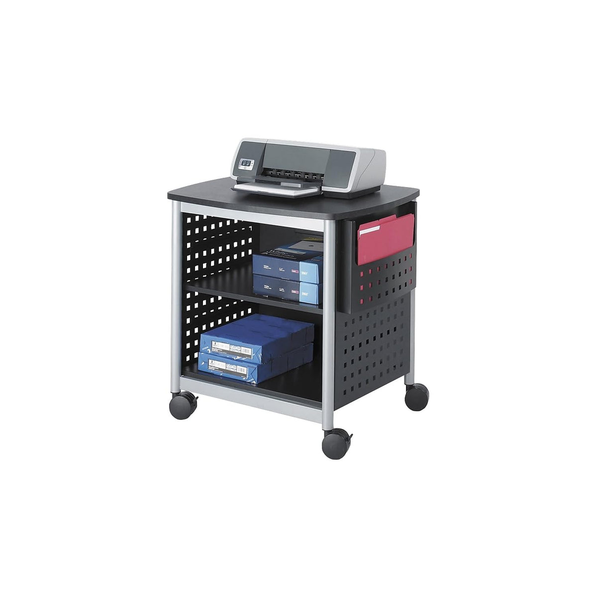 Safco 1856BL Scoot Printer Stand 26-1/2w x 20-1/2d x 26-1/2h Black/Silver