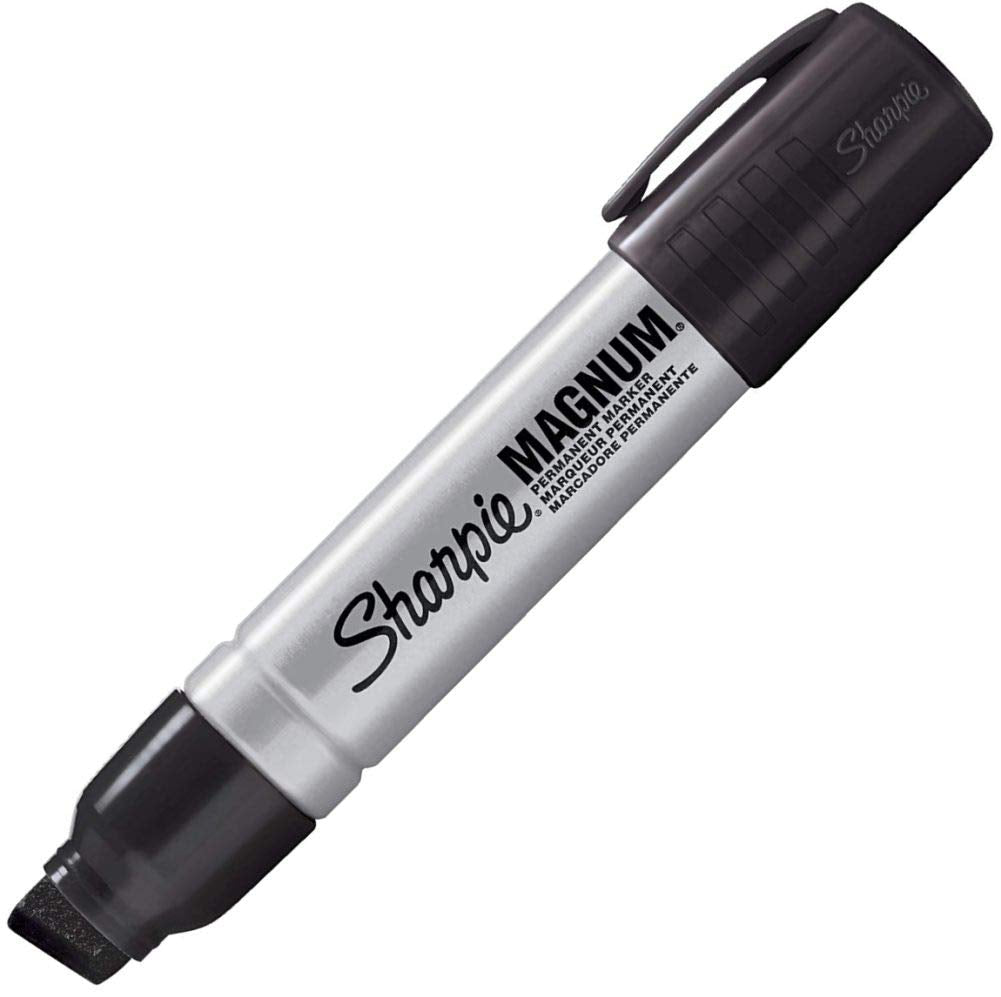 Sharpie 44001 Oversized Chisel Tip Extra Wide Magnum Permanent Marker (4 Pack), Black, Sturdy Extra-wide Felt Chisel Tip, Quick-drying Ink is Fade-and Water-Resistant