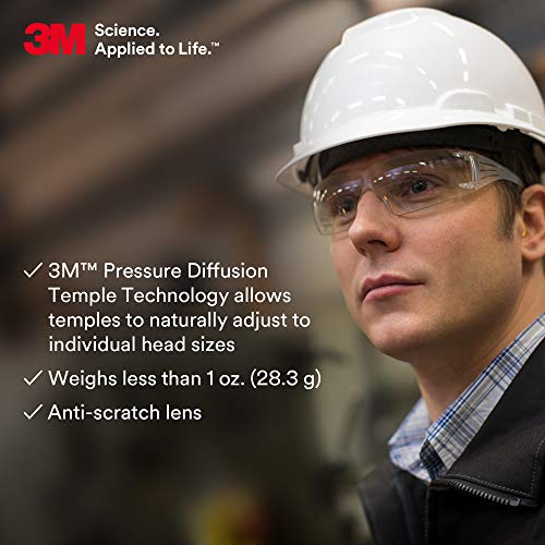 3M Safety Glasses, SecureFit, 20 Pack, ANSI Z87, Anti-Scratch, Clear Lens, Clear Frame, Flexible Temples