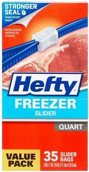 Hefty Freezer Slider Bags, Quart 35 Count, (Pack of 9)
