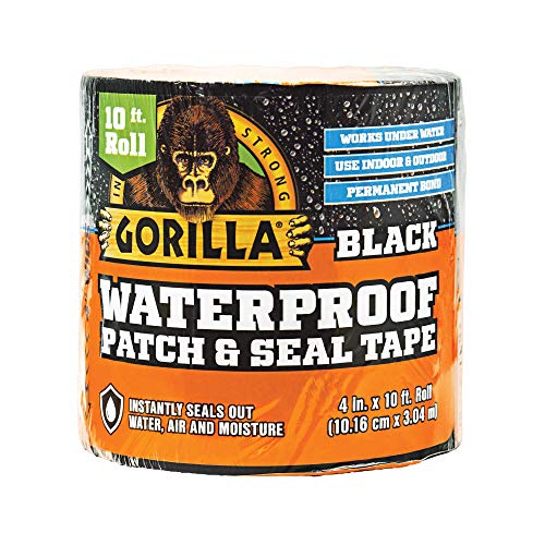 Gorilla Waterproof Patch & Seal Tape 4" x 10' Black, (Pack of 4)
