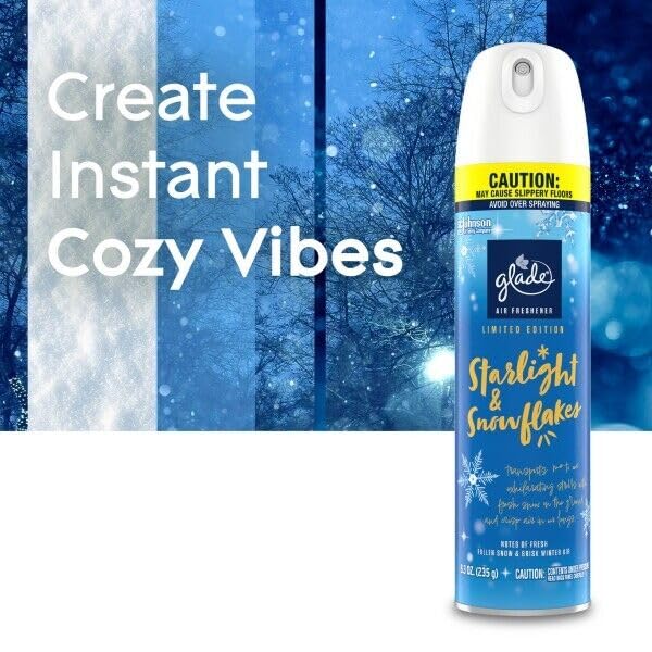 Glade Air Freshener Room Spray, Starlight & Snowflakes, 8.3 oz, 6 Count