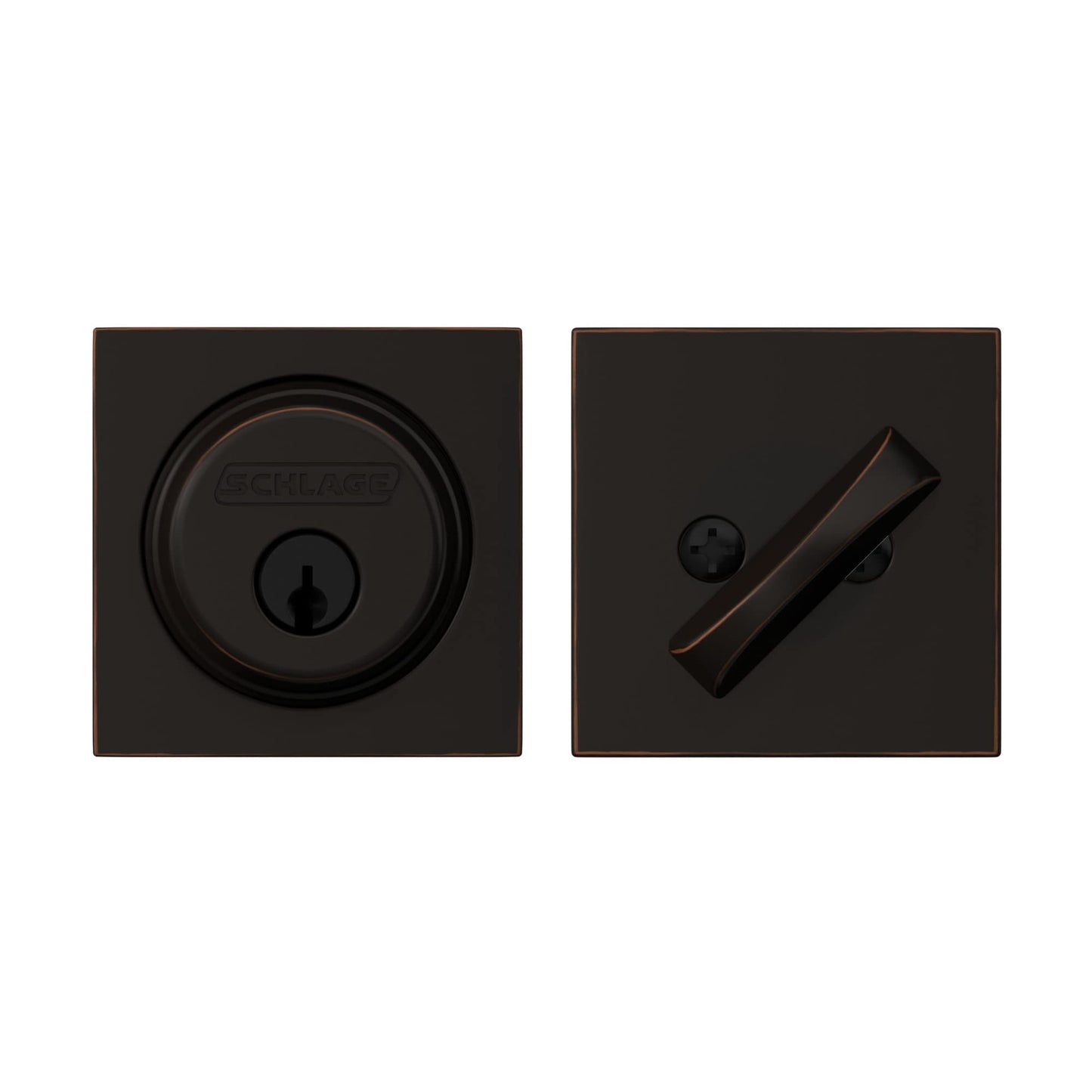 SCHLAGE Lock Company Single Cylinder Deadbolt with Collins Trim, Aged Bronze (B60 N COL 716)