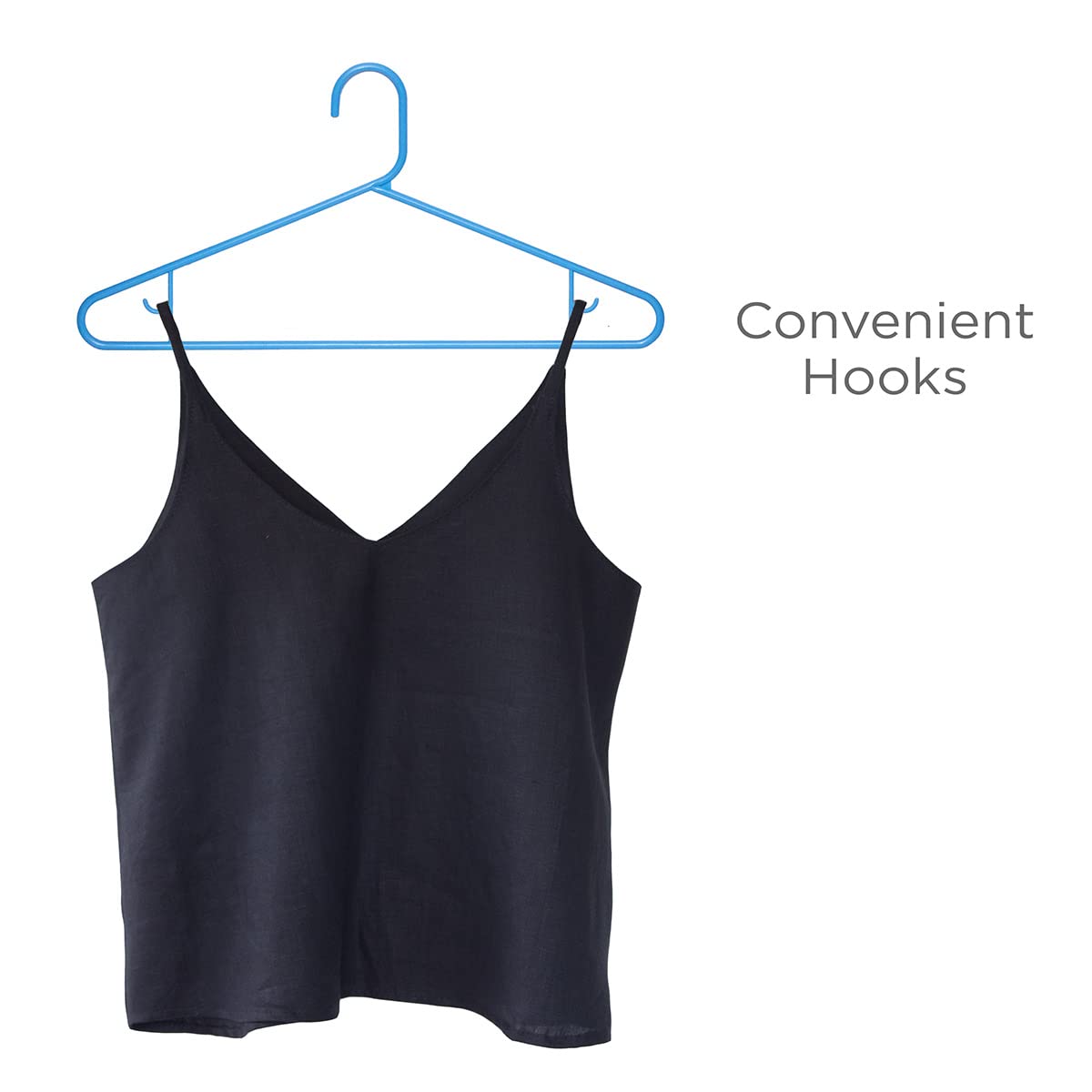 Clorox Blue Plastic Clothes Hangers – 10 Pack | Ideal for Everyday Standard Use | Two Accessory Hooks | Value Set