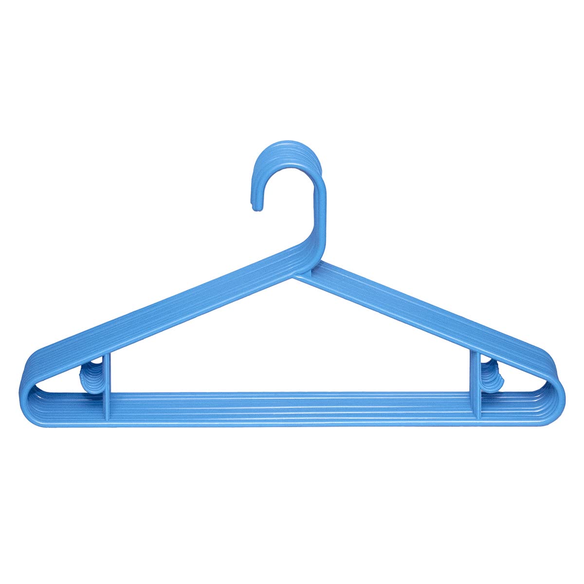 Clorox Blue Plastic Clothes Hangers – 10 Pack | Ideal for Everyday Standard Use | Two Accessory Hooks | Value Set