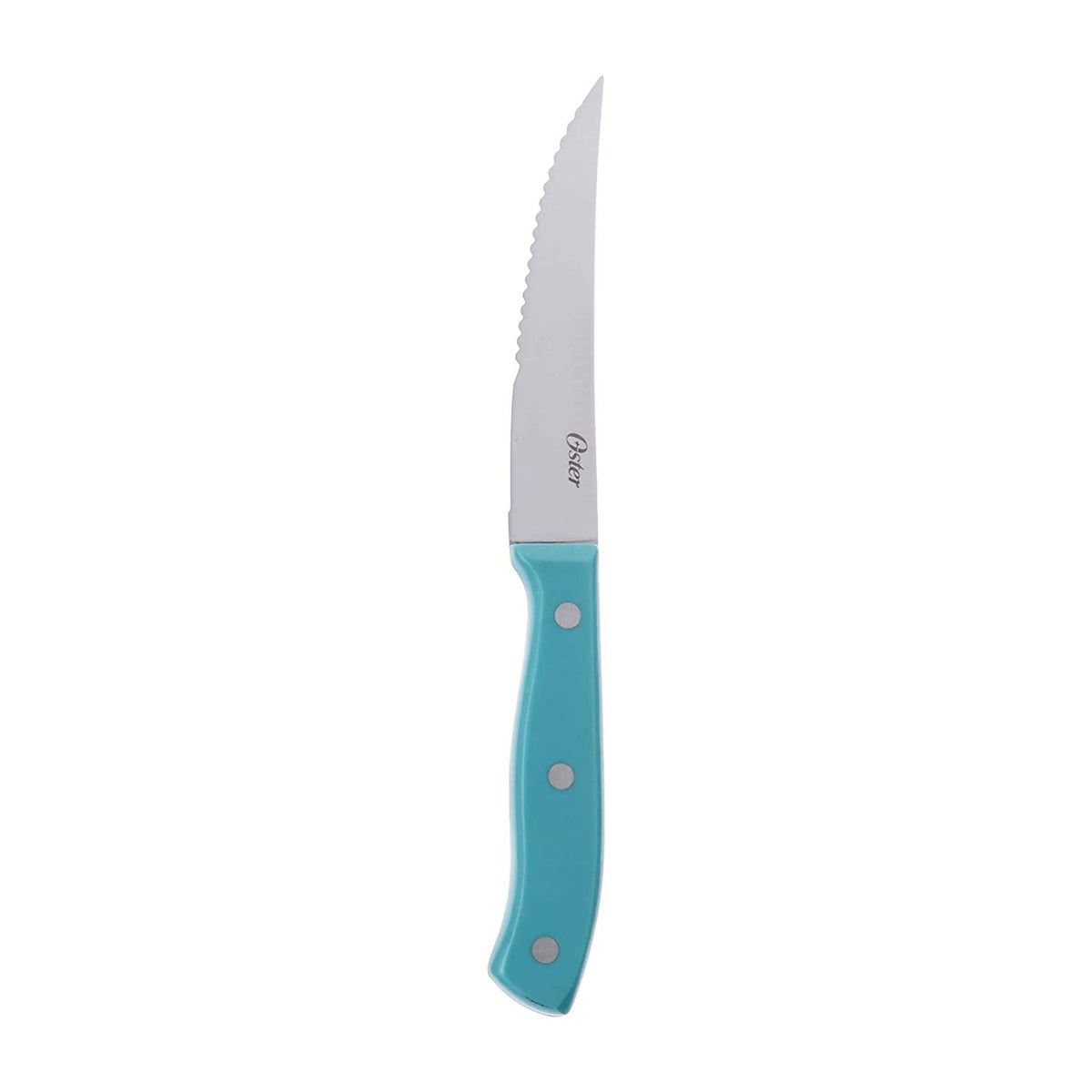 Oster Evansville 14 Piece Cutlery Set, Stainless Steel with Turquoise Handles -
