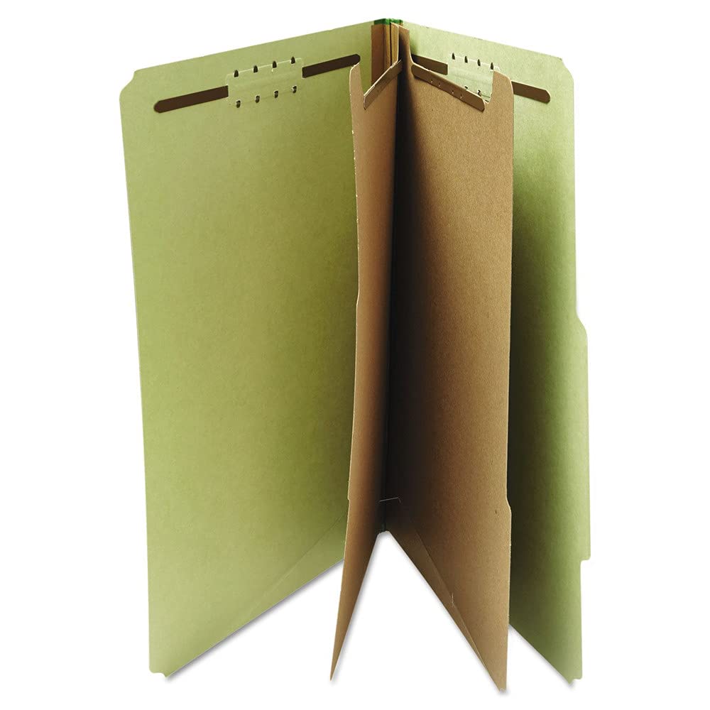 Universal 10271 Pressboard Classification Folder, Letter, Six-Section, Green (Box of 10)