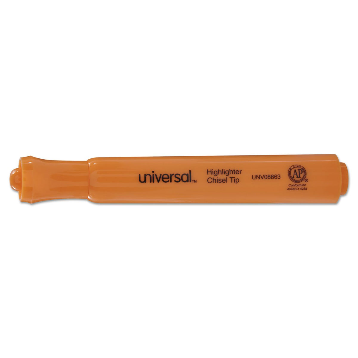 Universal Desk Highlighters, Fluorescent Orange Ink, Chisel Tip, Orange Barrel, Dozen