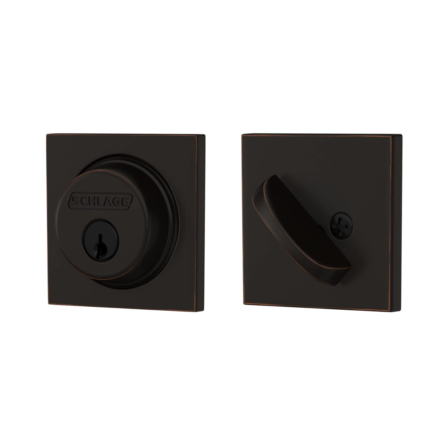SCHLAGE Lock Company Single Cylinder Deadbolt with Collins Trim, Aged Bronze (B60 N COL 716)